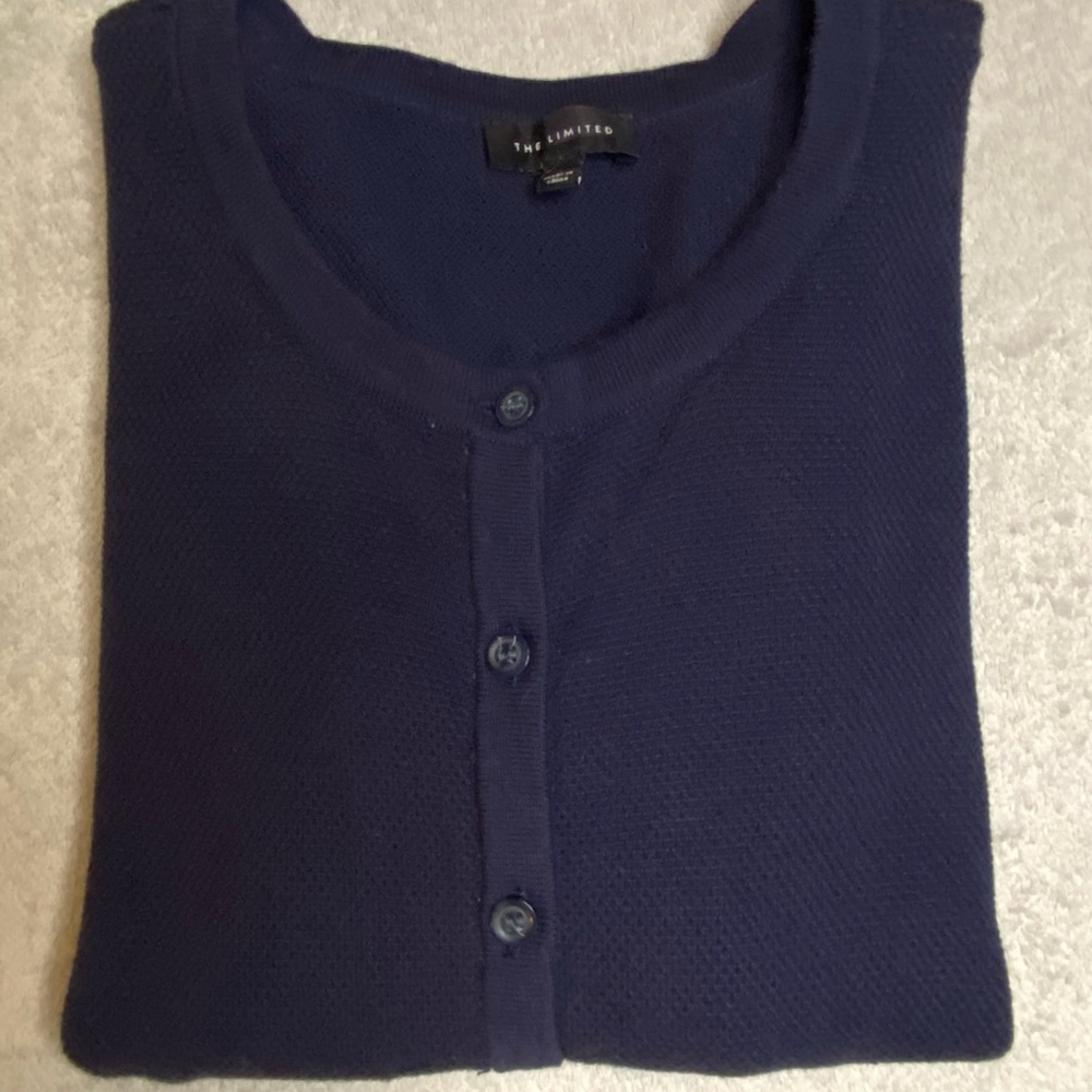 The Limited Navy Seed Stitch Cardigan